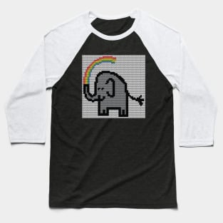 Animals Knitted Patch Ultimate Gray Elephant and Rainbow Baseball T-Shirt